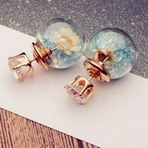 Crystal Ball Back Studs Earrings